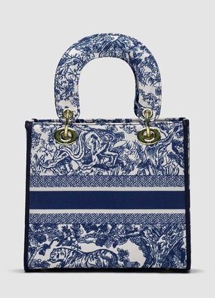 Christian dior medium lady d-lite bag blue/white5 фото