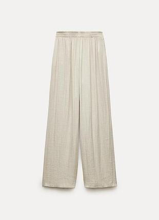Zara атласні штани палаццо з еластичним поясом