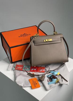 💎 hermes kelly 25 grey/gold 26 х 21 х 11 см