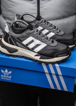 Мужские демисезонные спортивные кроссовки серые adidas retropy