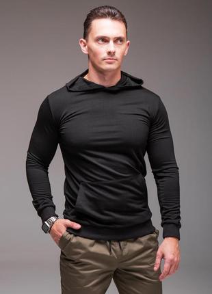 Черный мужской худи с капюшоном