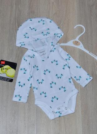 Боді з капюшоном hanes 0-6 міс. на хлопчика довгий рукав кофта класний кофтинка 1-3 модний стильний худі