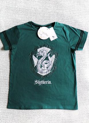 Новая детская футболка slytherin, хлопок, на 12 лет