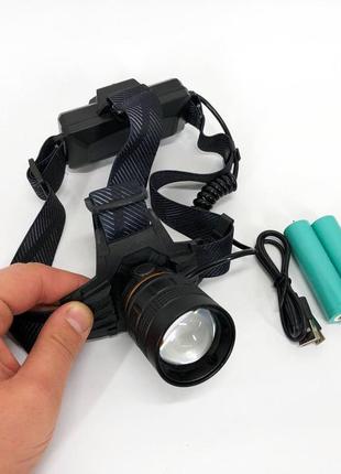 Яркий фонарь налобный bailong bl-8076-2-gt100, фонарь аккумуляторный для рыбалки, фонарь на голо