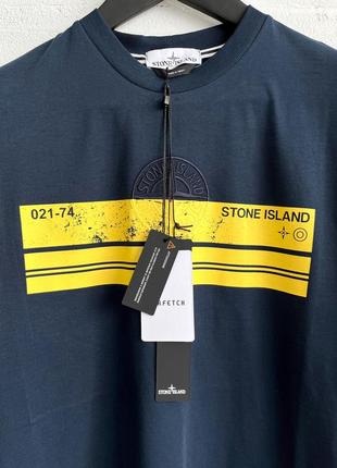 Футболка бавовняна stone island 100% cotton /стон  айленд синій літній одяг2 фото