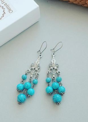 Серьги бирюза. розродаж.