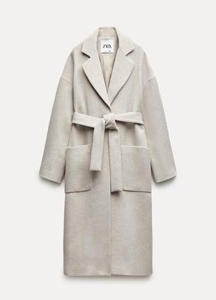 Пальто халат з вмістом вовни zara