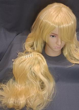 Женский парик блонд + шиньон (40см)