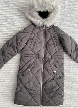 Зимове дуте пальто з штучним хутром