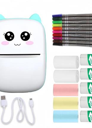 Карманный термопринтер портативный мини принтер детский принтер с термопечатью термопринтер мобильный