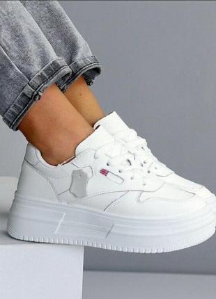 Белые кроссовки кожаные 36-41рр