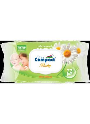 Ultra compact волога серветка дитяча 72шт ромашка з клапаном