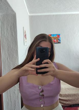 Льняной топ на пуговицах (ручная работа)