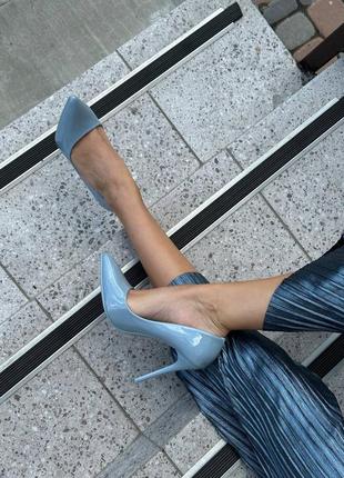 Туфлі лодочки на шпильці нарядні жіночі угорщина сіро-блакитні білі