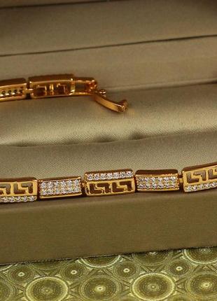 Браслет xuping jewelry сиртаки с греческим узором 17 см 4 мм золотистый