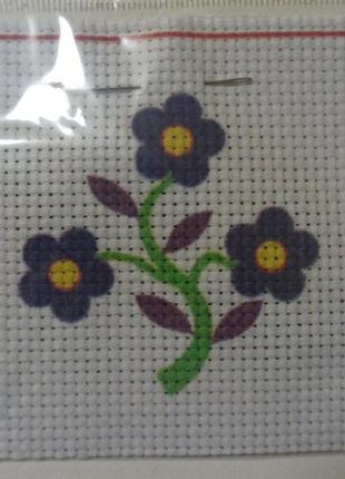 Набор для вышивания нитками крестом " цветок " нитки, мулине, канва, игла, канва с рисунком