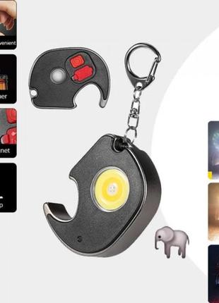 Фонарь брелок multifunctional w5132-cob (white+yellow+red) встроенный аккумулятор, зу type-c