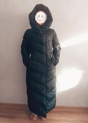 Класнючий теплий довгий пуховик бренду "snow owl"