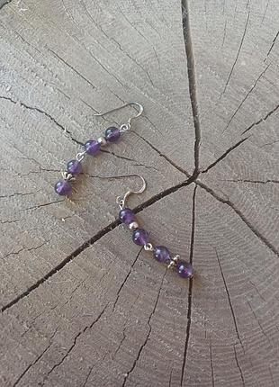 Серьги серебряные швензы 925 пробы аметист