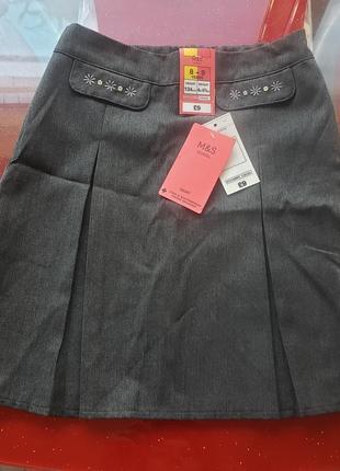 M&s юбка серая школьная девочке 8-9л 128-134см новая
