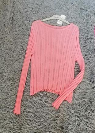 Прозрачная вязаная блуза свитер сетка с заклепками