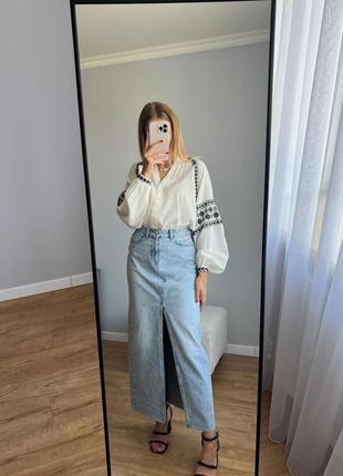 Спідниця міді жіноча з розрізом зара zara xs, s4 фото