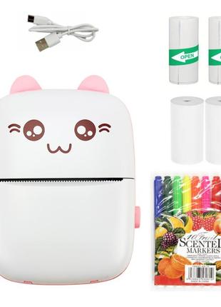 Портативный мини принтер термопринтер мобильный фотопринтер маленький ручной принтер мини