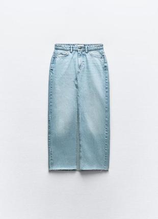 Спідниця міді жіноча з розрізом зара zara xs, s5 фото