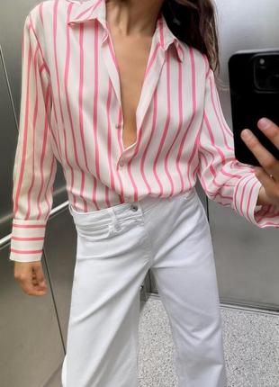 Шикарна сатинова сорочка в смужку zara