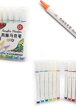 Набір акрилових скетчмаркерів 12 кольорів трикутний корпус aodemei