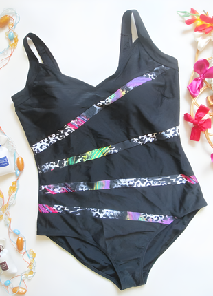 Шикарный слитный купальник батал с контрастными полосами bonprix 🌴🌼🌴