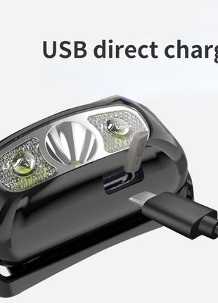 Налобный фонарик со встроенным аккумулятором и датчиком движения