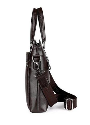 Класичний чоловічий діловий портфель для документів формат а4, чоловіча сумка офісна для роботи екошкіра темно-коричневий r_1250