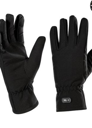 M-tac демісезонні рукавички soft shell black, тактичні теплі рукавички чорні, військові зимові рукавички