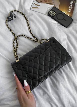Жіноча сумка гладка шкіра в стилі  BAG chanel гладка шкіра чорна2 фото