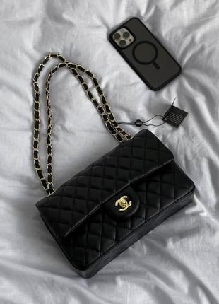 Жіноча сумка гладка шкіра в стилі  BAG chanel гладка шкіра чорна10 фото
