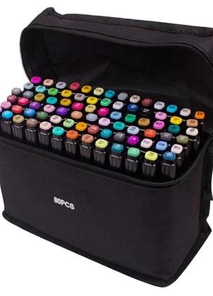 Маркери touch sketch marker black 80 шт. різнобарвні + сумка2 фото