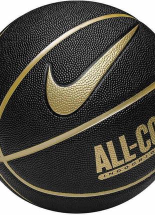М'яч баскетбольний nike everyday all court 8p deflated black/metallic золото, чорний, металичний уні