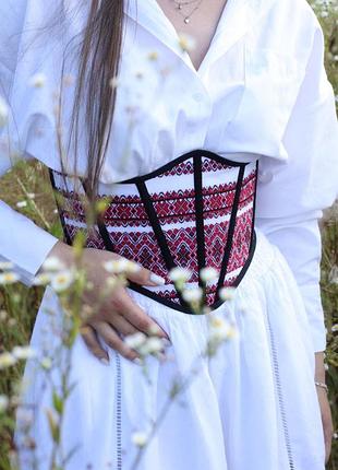 Корсет/корсаж з вишивкою. корсет вишиванка. з орнаментом. вишитий корсет підгрудний,...