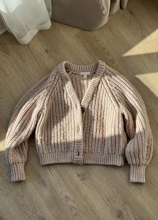 Вʼязаний кардиган h&m пудра