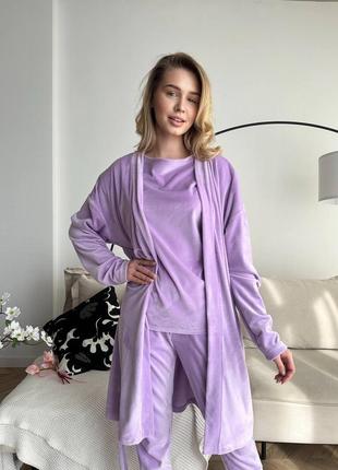 Домашній комплект, піжама халат ,штани,шорти та футболка  🔥 в кольорах