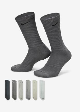 Шкарпетки nike u nk ed pls csh crw 6pr - 132 сірий, мультиколор уні 34-38
