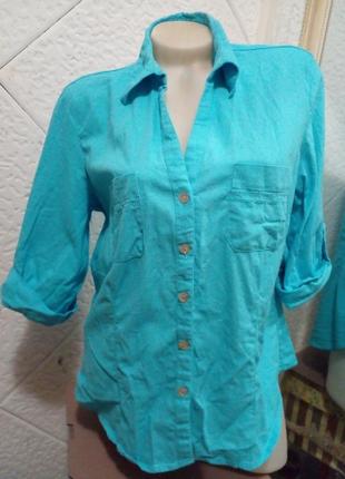 Яркая блуза рукав 3/4 лён вискоза батал