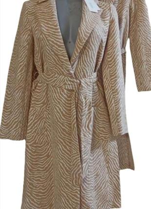 Жаккардовый тренч принт зебры eco italy