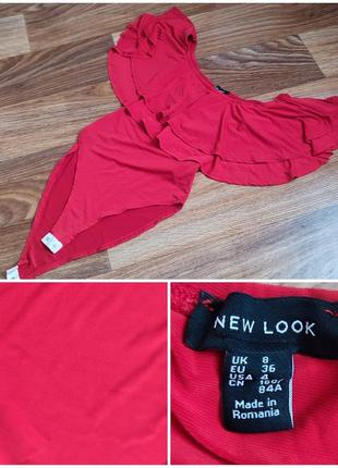 Боди с оборекми рюши красное