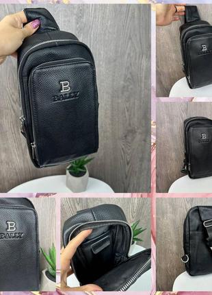 Мужская борсетка кожа бананка натуральная кожа черная чёрная мужская