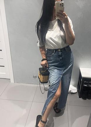 Футболках перлинами  біла zara