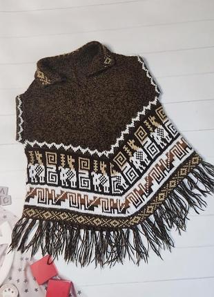 Пончо накидка кардиган размер 116 на 5-6 лет