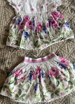 Костюм для малятка у квіти натуральний 🌸🩷