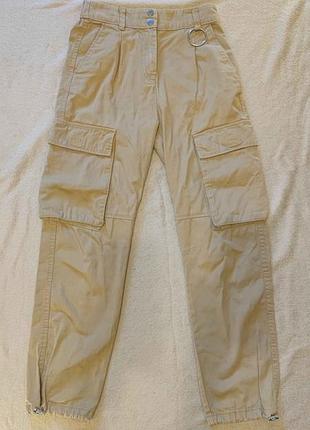 Бежеві штани карго, штани-джогери | bershka